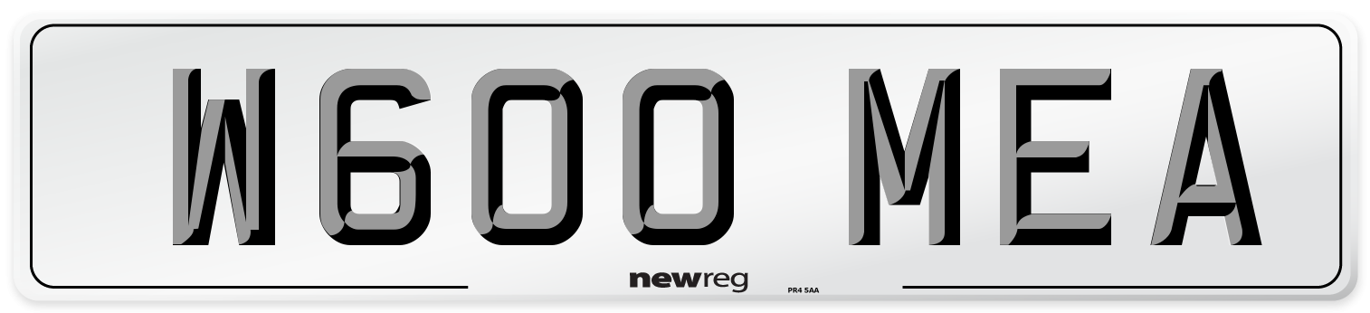 W600 MEA Number Plate from New Reg
